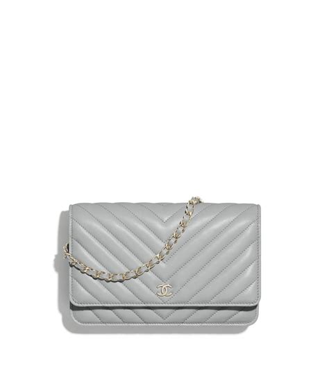 chanel wallet on chain grey